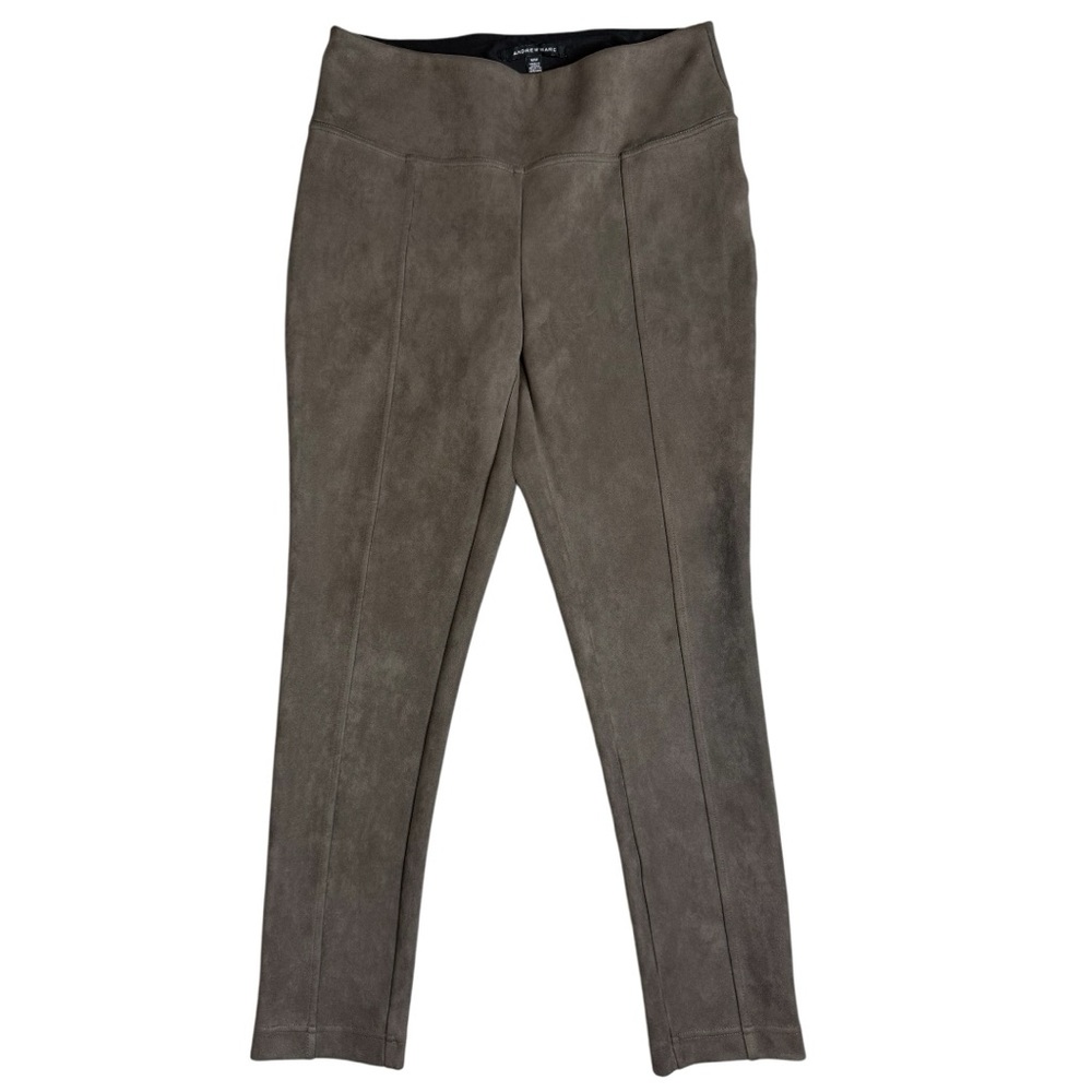 Andrew Marc Faux Suede High Rise Pull On Pants Size M Taupe